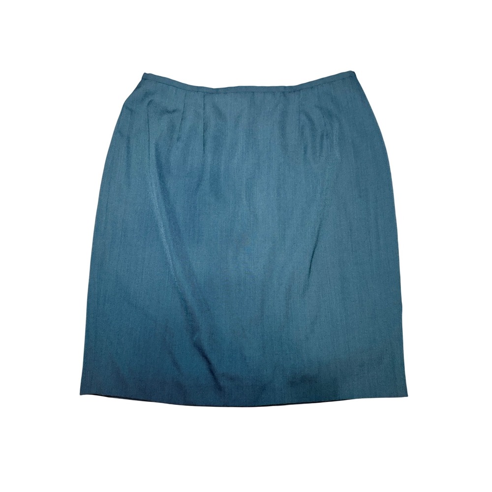 Teal Wool Blend Pencil Skirt Midi Office Classic Vintage Size 12
